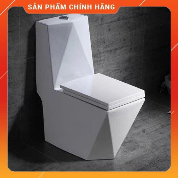 Siêu Sale Bàn cầu khối kim cương giá rẻ, nắp êm, xả xoáy