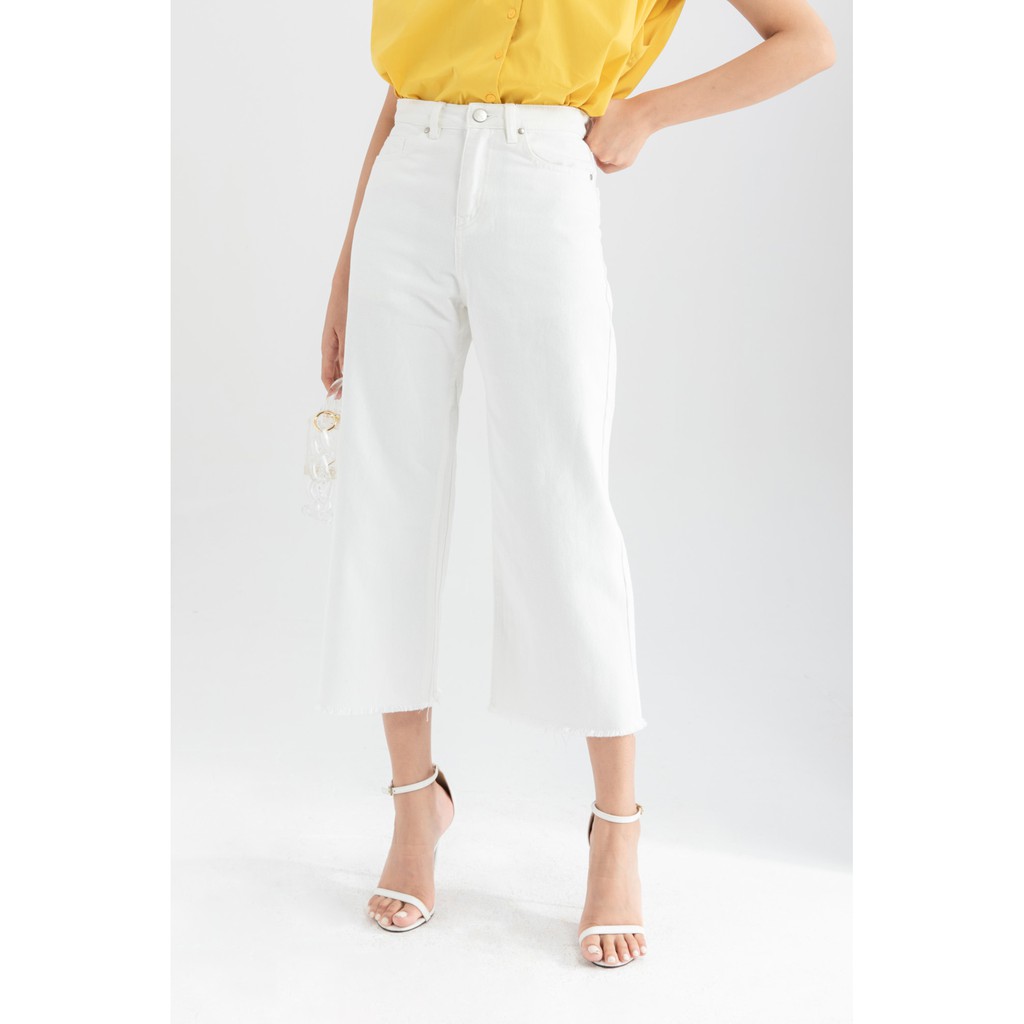 [NHẬP WABRTL5 GIẢM 10% TỐI ĐA 50K ĐH 250K ]Quần bò trắng dáng Culottes nữ IVY moda MS 25B7259