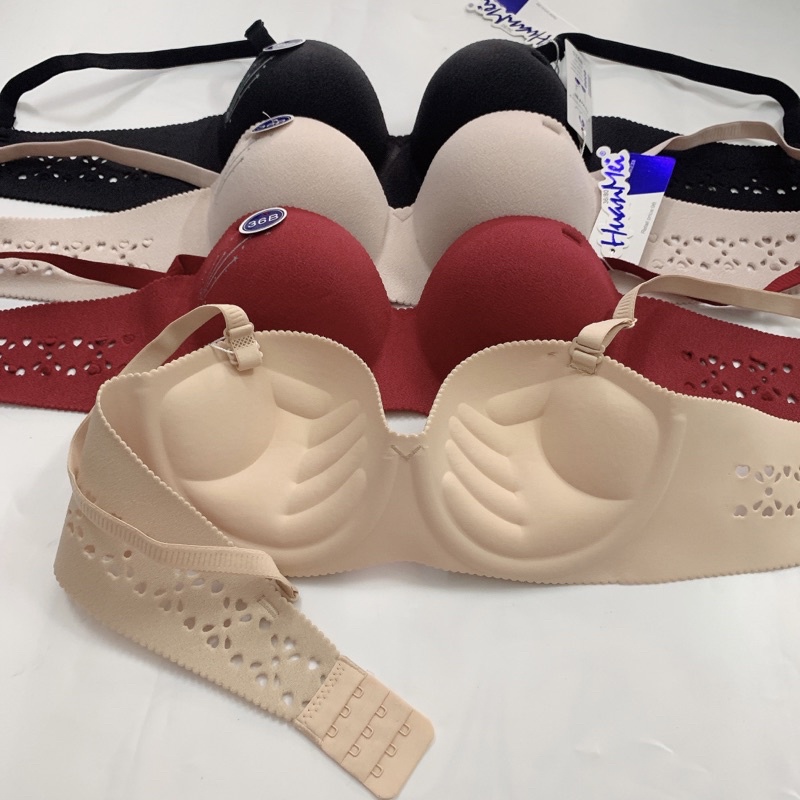 Áo lót nữ su đúc quả ngang tròn vân ngôi sao  bản áo cắt 3d thoáng, không gọng, đệm bàn tay nâng đẩy ngực đẹp 8915