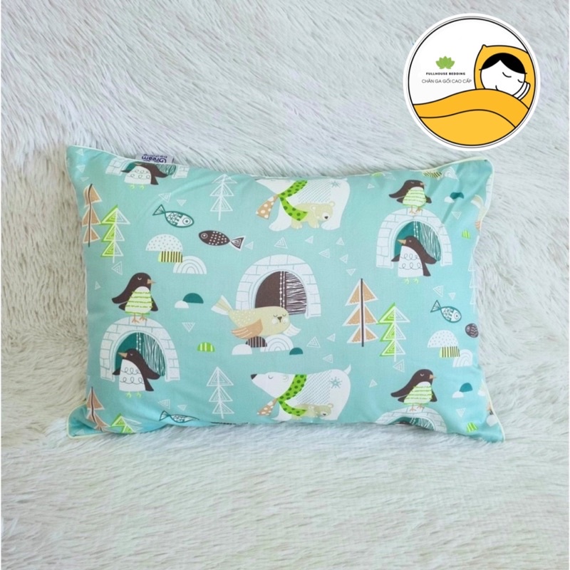 Gối Ôm Cho Bé Cotton 100% Vỏ Gối Ôm Cho Bé Size 20*60cm Ruột Gối Bông Gòn Trắng ( có khóa kéo)