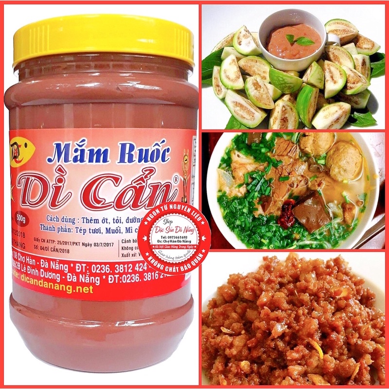 Mắm Ruốc Dì Cẩn Đặc Biệt Hộp 500g Dùng Chưng Thịt Nấu Bún Bò Chấm Trái Cây