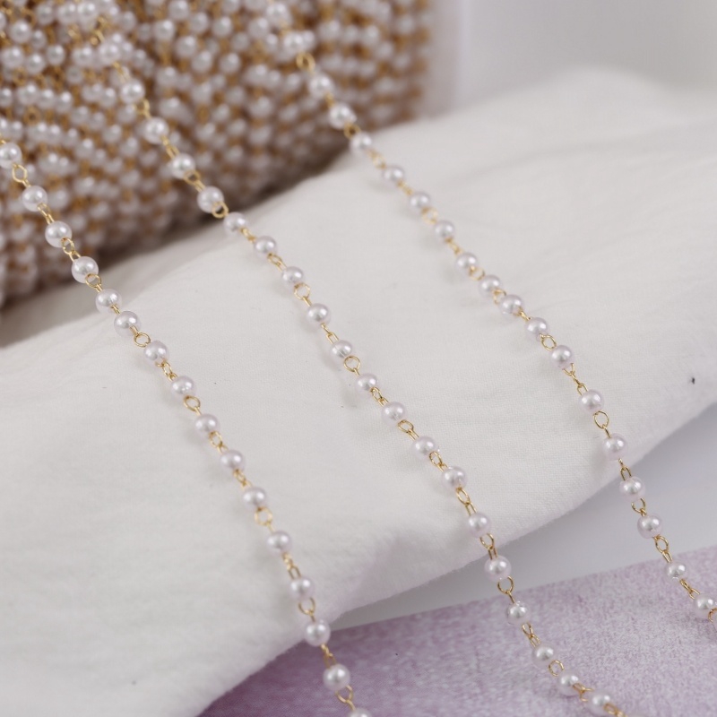 Dây chuyền trang trí hạt ngọc trai giả 3mm dài 50cm nữ tính trẻ trung