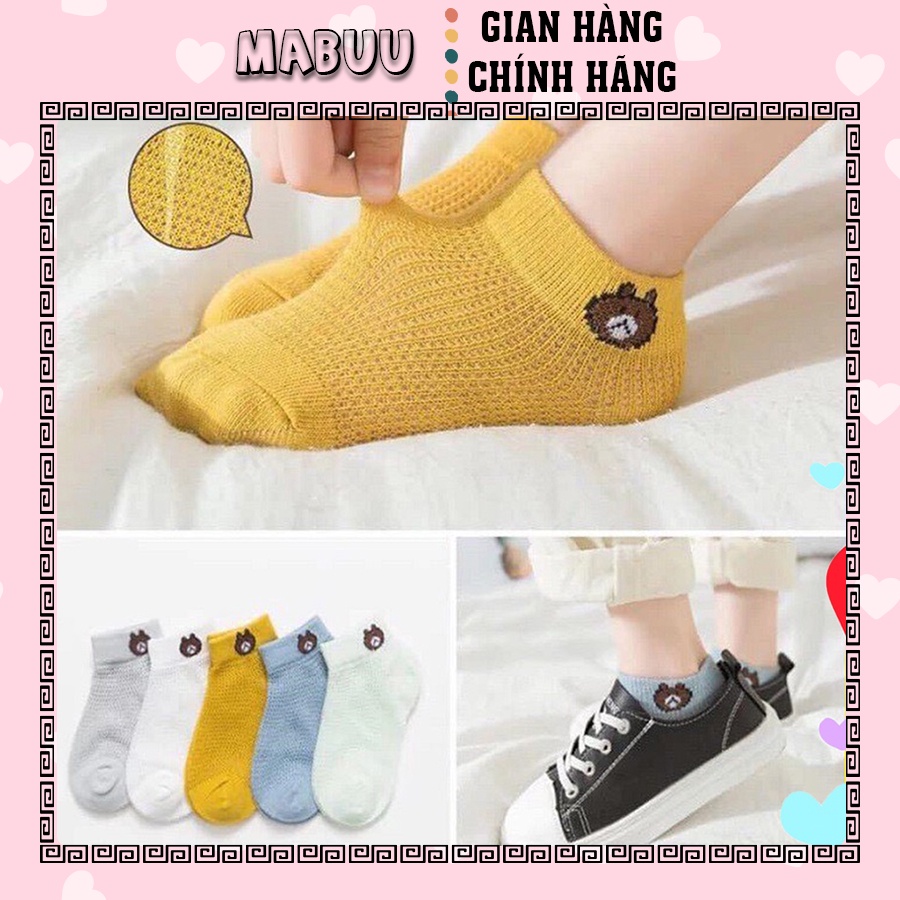 Set 5 Đôi Tất Gấu Trẻ Em Thoáng Mát (0-2t)