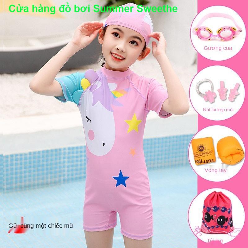 Áo tắm trẻ em nữ phiên bản Hàn Quốc một mảnh nhỏ và trung -size bé hoạt hình công chúa kem chống nắng suối nước