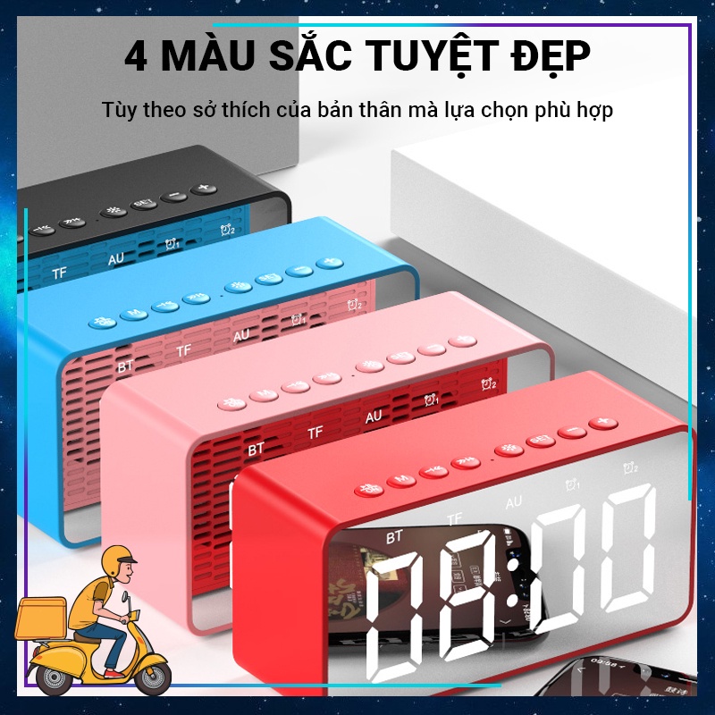 Loa Bluetooth BT506 nhỏ gọn, tiện lợi, đa màu sắc,Đa Chức Năng, Kiêm báo thức vừa là hộp nhạc kèm theo gương soi