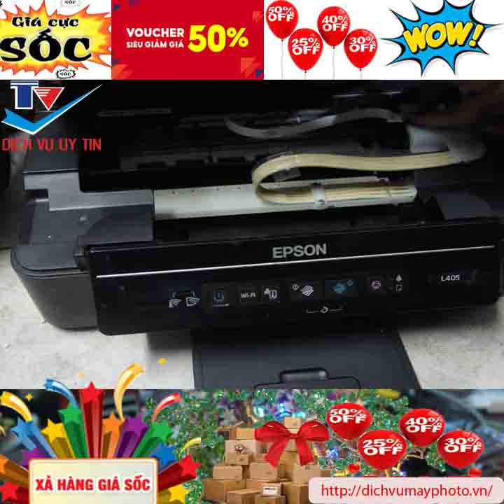 Máy in phun màu A4 cũ Epson L405 hàng đã qua sử dụng đa năng in wifi Scan photocopy in đen trắng in màu bảo hành INECO
