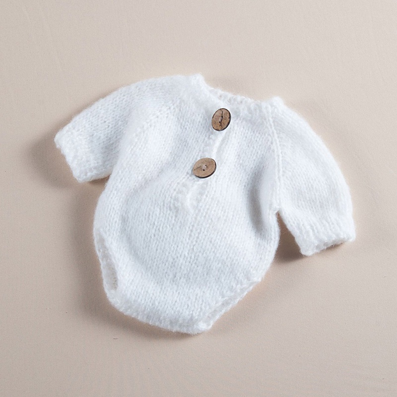 1 Set Áo Liền Quần + Mũ Đan Len Dùng Làm Đạo Cụ Chụp Ảnh Cho Bé Sơ Sinh