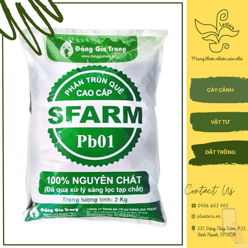 Phân Trùn Quế Hữu Cơ Tự Nhiên Sfarm Pb01 2Kg - Phân Hữu Cơ - Phân Dạng Bột - Phân Trùn Quế