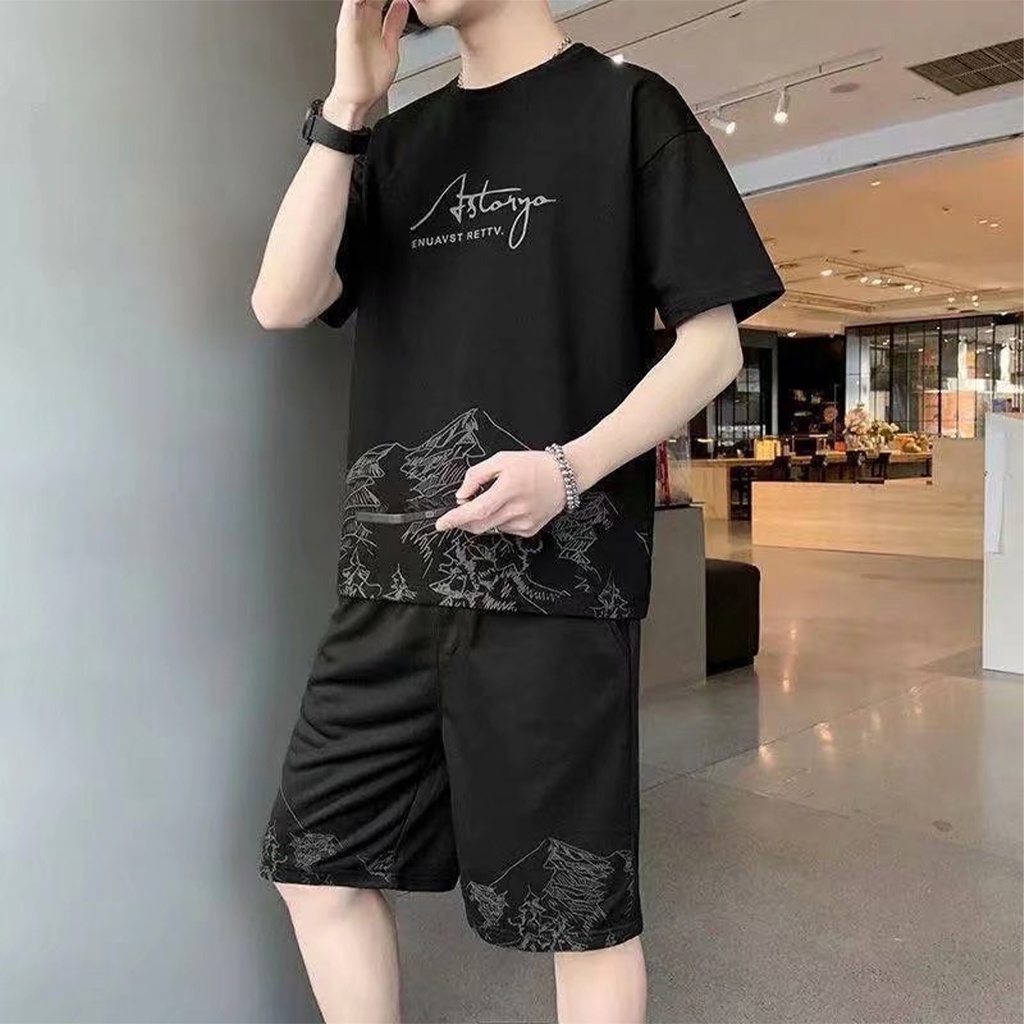 Đồ bộ nam thể thao ngắn tay ASTORGO, bộ nam hè phong cách đơn giản form rộng thoải mái