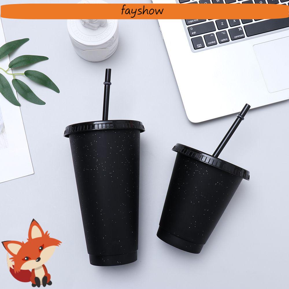 1 Ly Uống Nước Bằng Nhựa Có Ống Hút Tái Sử Dụng Nhiều Màu Sắc Lấp Lánh