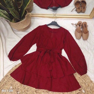 JUMPSUIT ĐỎ TẦNG CỘT EO