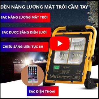 Nguyenbao [ĐÈN DI ĐỘNG] Đèn Năng Lượng Mặt Trời XÁCH TAY 100W Sạc được điện lưới khi mưa dầm, sạc được điện thoại,