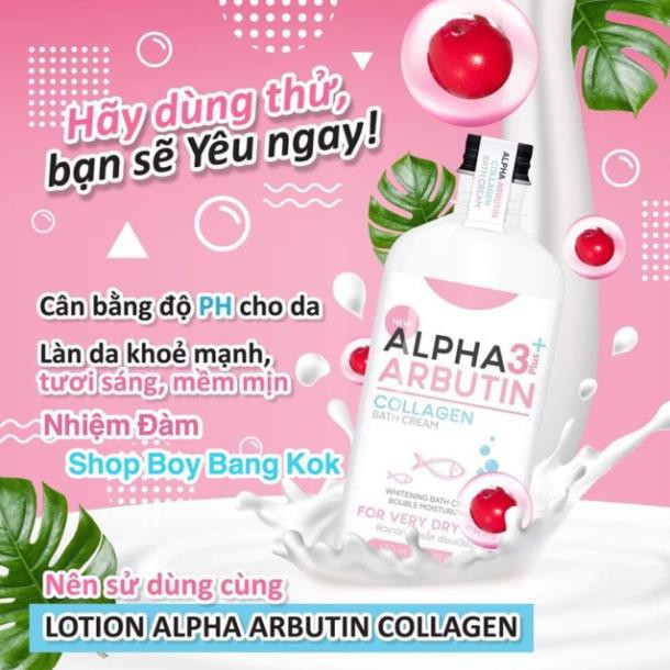 Sữa Tắm Dưỡng Trắng Da ALPHA ARBUTIN 3+ Plus COLLAGEN Bath Cream 350ml - Thái Lan