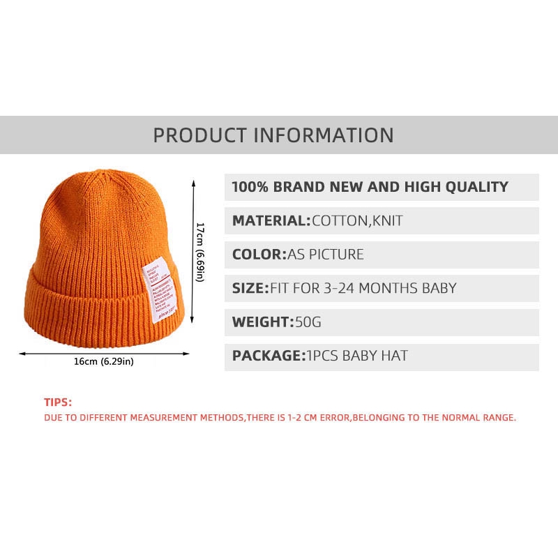 Mũ Beanie Cotton Mềm Mại Màu Trơn Cho Bé 0-24 Tháng