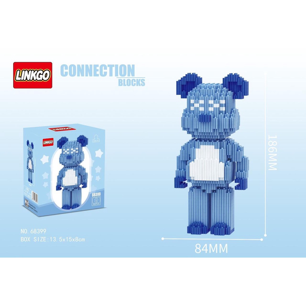 Mô hình đồ chơi lắp ráp gấu bearbrick 19cm/12cm