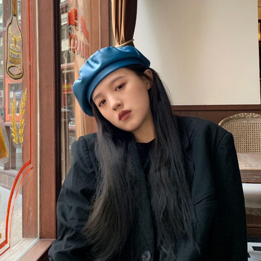 Mũ Lưỡi Trai Da PU VANES1 Phong Cách Retro Hàn Quốc