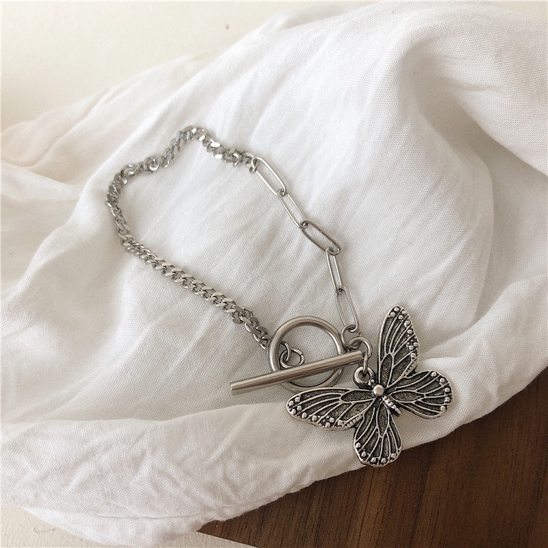 Korean retro butterfly necklace ins