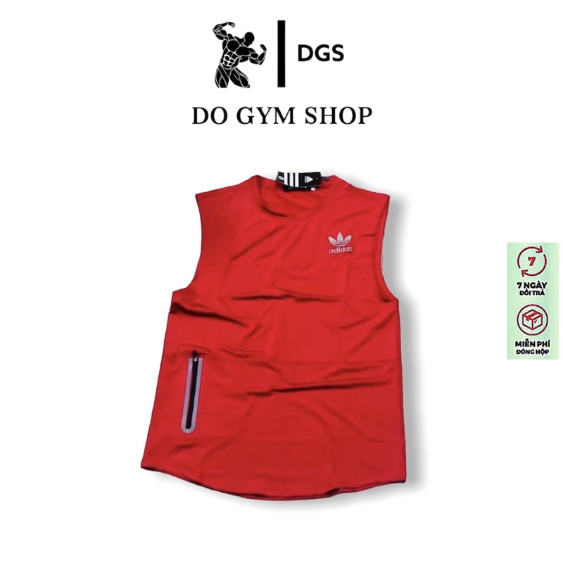 Áo thun tanktop nam thể thao DO GYM SHOP có túi khóa, chất liệu thun lạnh thoáng mát