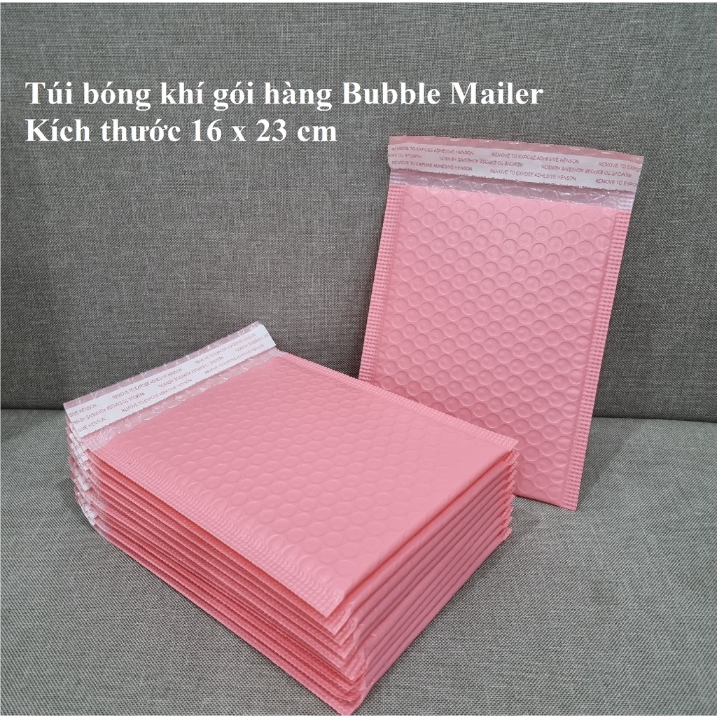 [size 16x23cm] Túi bóng khí gói hàng Bubble Mailer - combo 5 cái màu hồng