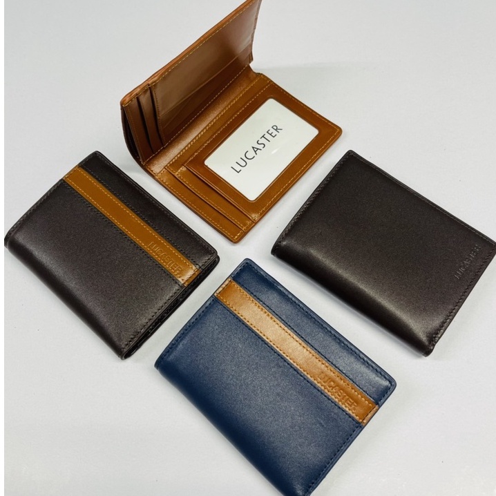 Ví nam da thật cao cấp da thật nhập khẩu thời trang công sở phối sọc có dây kéo .có hộp BH 12 tháng