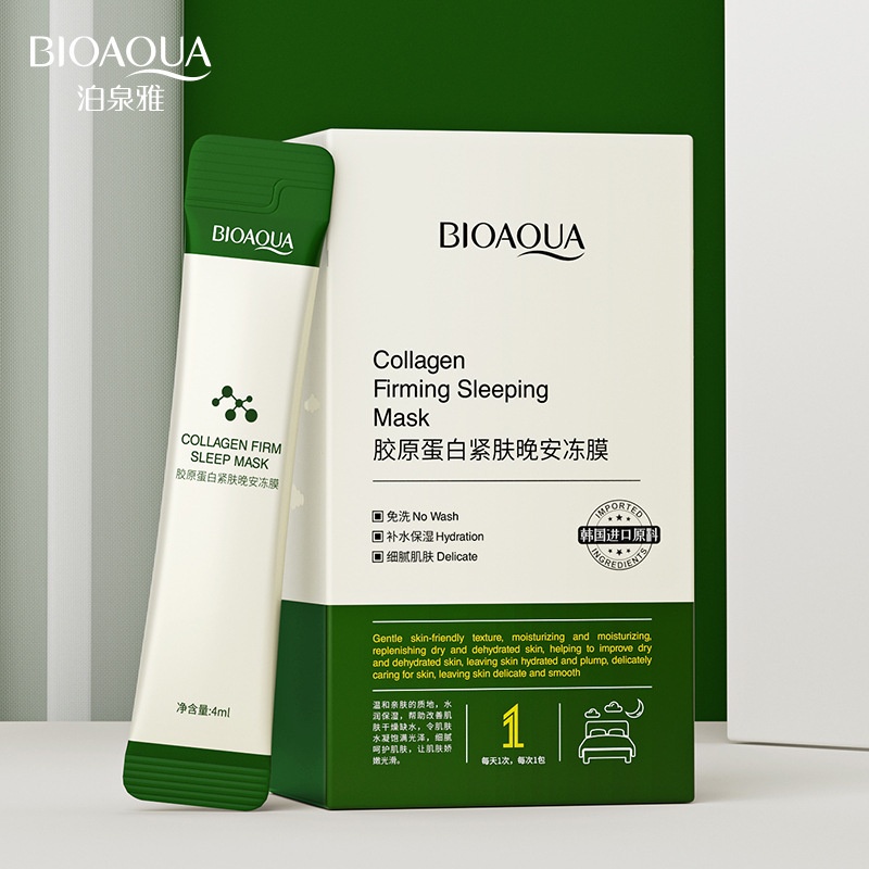 1 mặt nạ ngủ BIOAOUA Collagen dạng thạch làm săn chắc da kiềm dầu không cần rửa lại