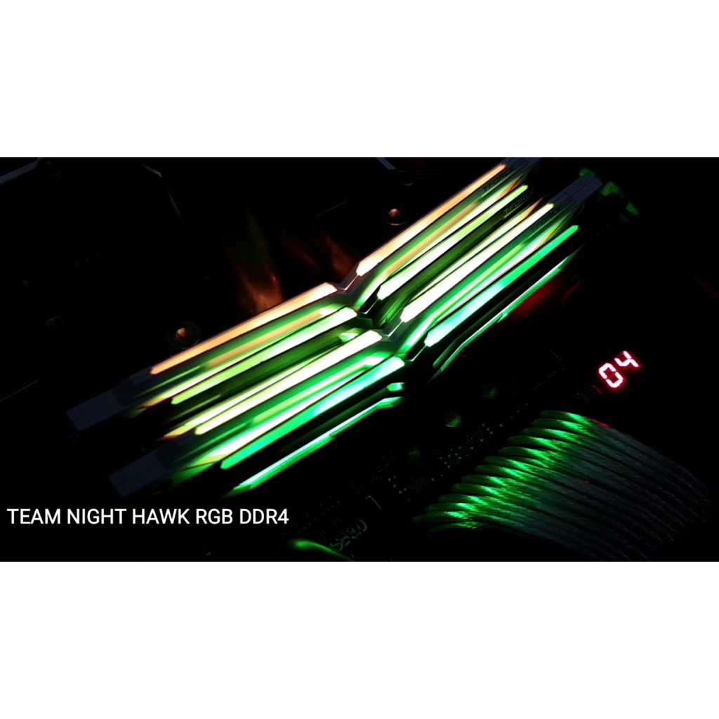 Ram TEAMGROUP Team T-Force Night Hawk RGB 16GB (2 x 8GB) DDR4 - 3000MHz LED 16,8 triệu màu, tản nhiệt nhôm