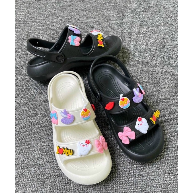 Sandal nhựa GÀ CON, BÁNH, NƠ HỒNG ( kèm video hàng thật )