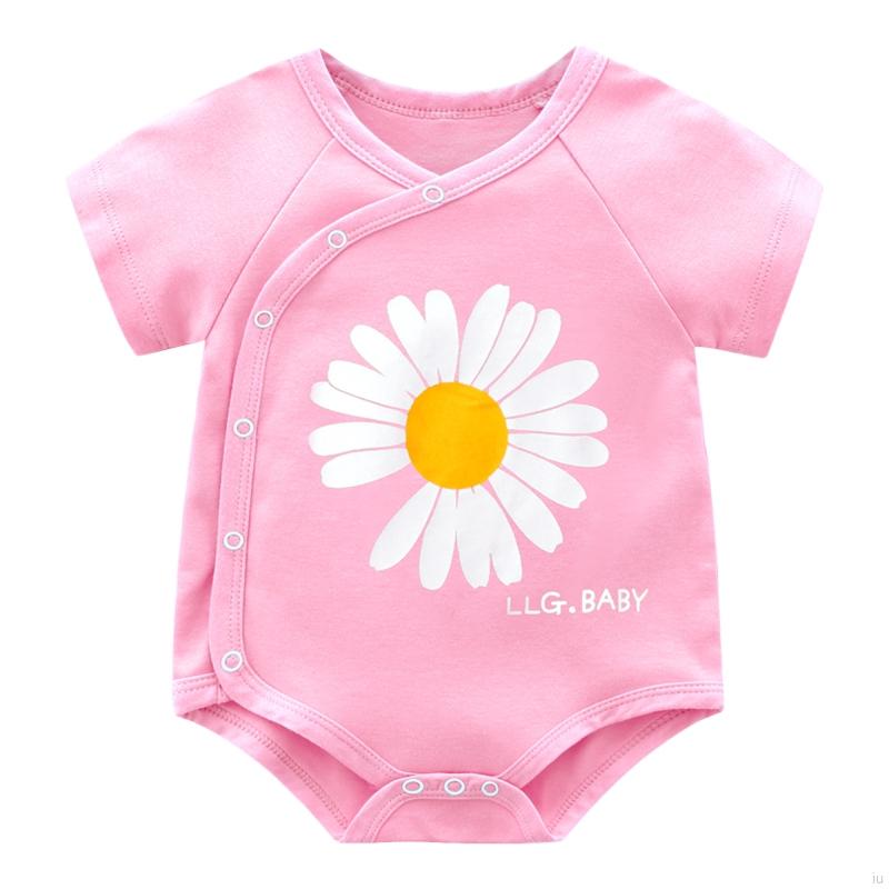 Bộ Áo Liền Quần Ngắn Tay In Hoa Cúc Đáng Yêu Cho Bé Gái