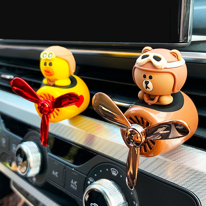 Phụ Kiện Trang Trí Nội Thất Xe Hơi Hình Gấu Nâu / Vịt Vàng / Phi Công Sáng Tạo