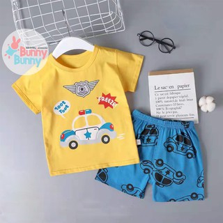 Bộ đồ mặc nhà xuất Hàn cho bé từ 6 tháng đến 6 tuổi họa tiết ô tô - NG37