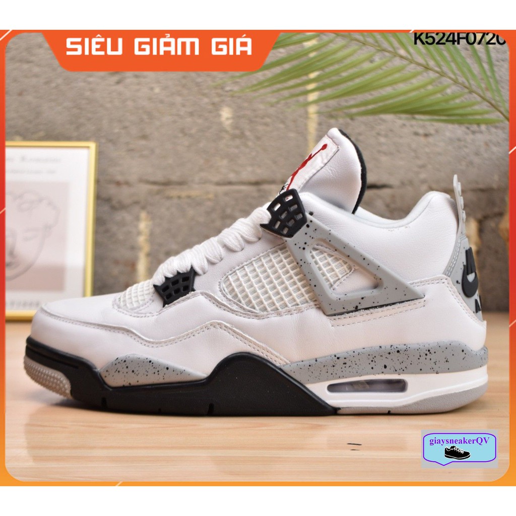 Giày thể thao Air Jordan 4 Retro OG cement siêu đẹp, sang chảnh dành cho nam và nữ , dây giày đỏ JD4