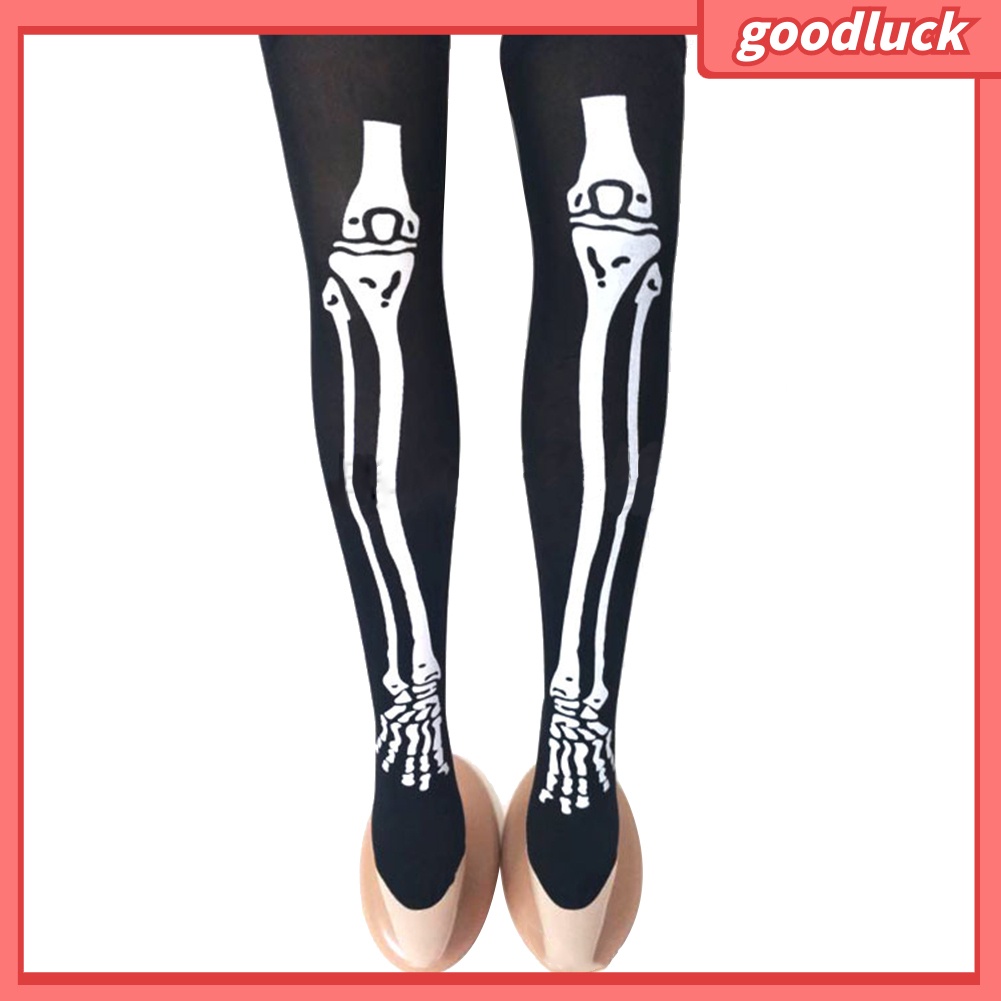 Tất cổ cao họa tiết xương/máu/mạng nhện/dơi thời trang halloween dành cho nữ