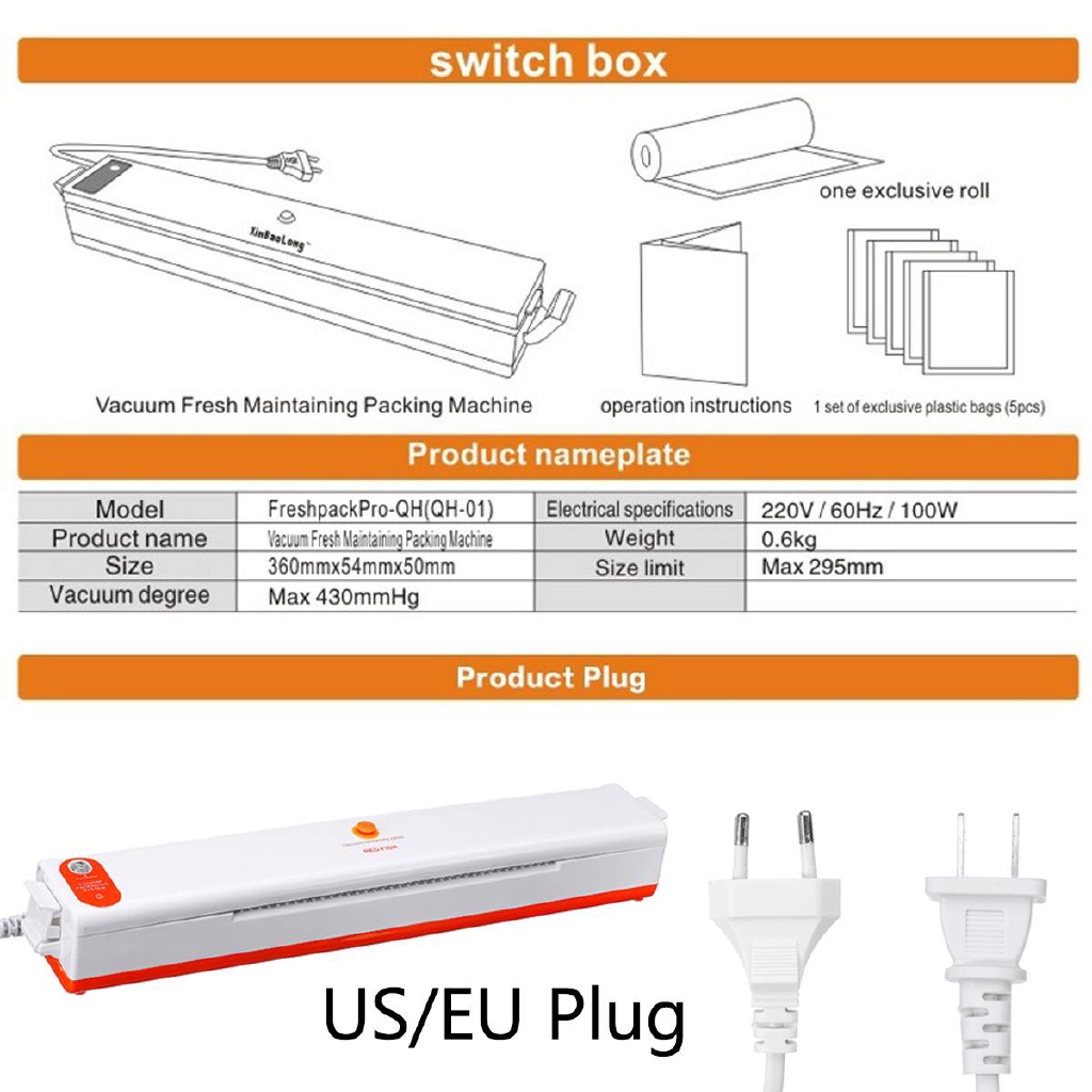 Máy Hút Chân Không Thực Phẩm 220v Kèm 10 Túi Hút Chân Không