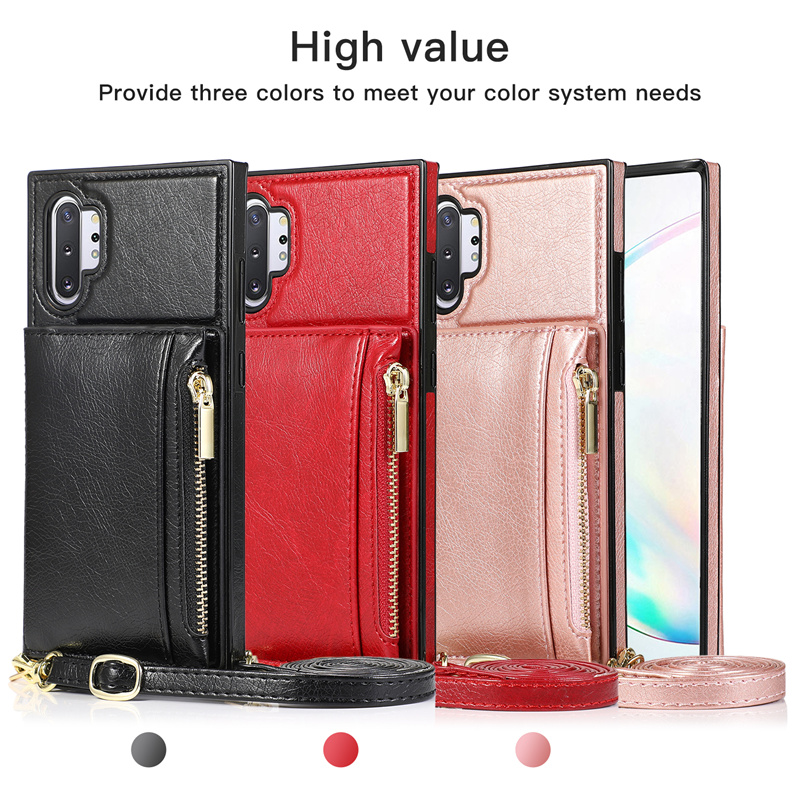 Leather Case Samsung S20FE S10E S20 S10 S9 Plus Ultra Note 20 9 10 Pro A90 Fashion Back Flip Cover Casing Backpack Bag Lanyard Zipper Single Shell