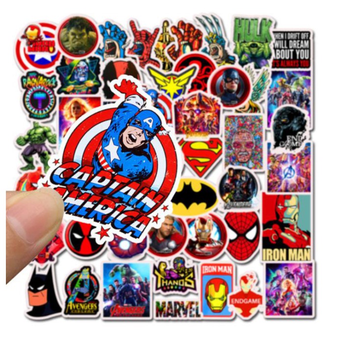 Combo sticker AVENGER nhựa PVC không thấm nước, dán nón bảo hiểm, laptop, điện thoại, Vali, xe
