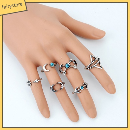 Set 6 nhẫn đeo đốt tay thiết kế đa dạng thời trang cho nữ