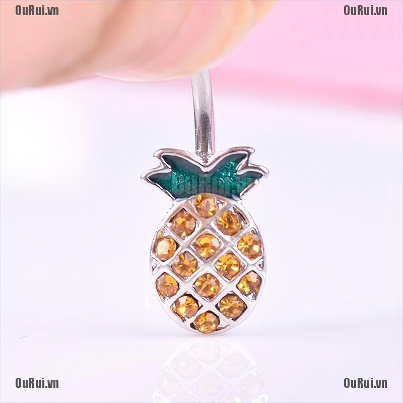 Khuyên Rốn Hình Quả Dứa Bằng Thép Y Tế