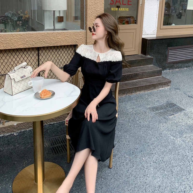 váy đen tiểu thư dáng dài hàng QC (V02)