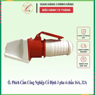 Ổ Phích cắm công nghiệp cố định Tâm Việt, ổ cắm 3 pha 4 chấu điện áp 380V