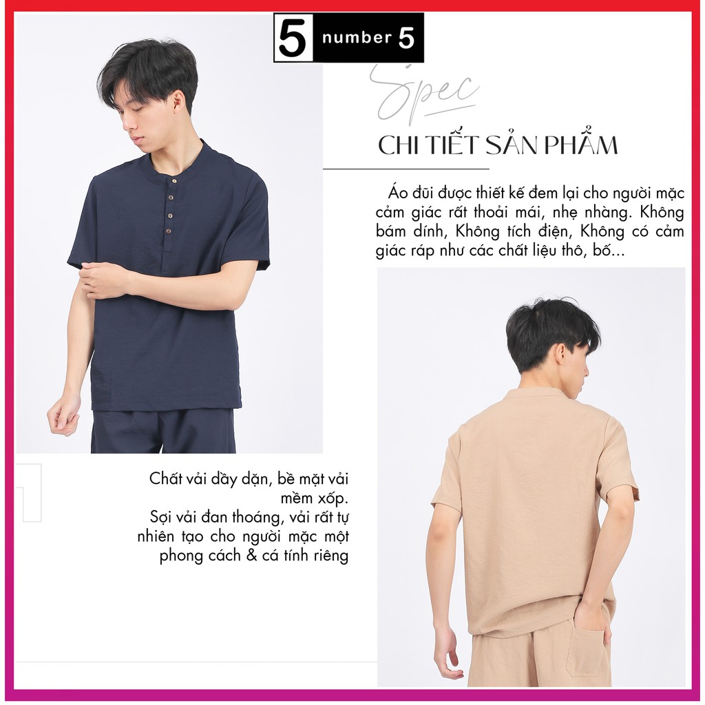 Áo Đũi Nam Cổ Tàu NUMBER5 Áo Cộc Tay Nam [AD]