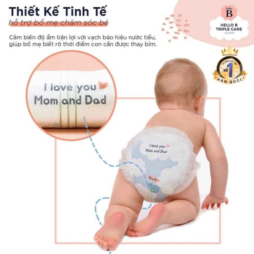 [HTN86]  TÃ DÁN HELLO B HÀN QUỐC Size S34/M30/L26/XXL22 + Tặng bánh ăn dặm + Rong biển rắc cơm + 4 tã mẫu