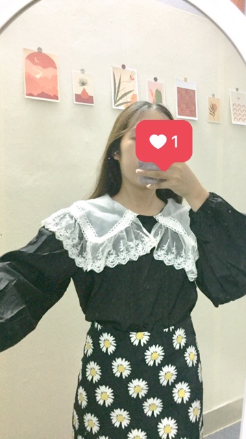 Áo sơ mi nữ cổ vuông tay cánh dơi ulzzang mã 45SM