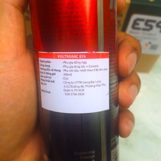 Phụ gia nhớt Voltronic E59 Moto-Schutz Engine Protector - Phủ Sứ Ceramic Động Cơ