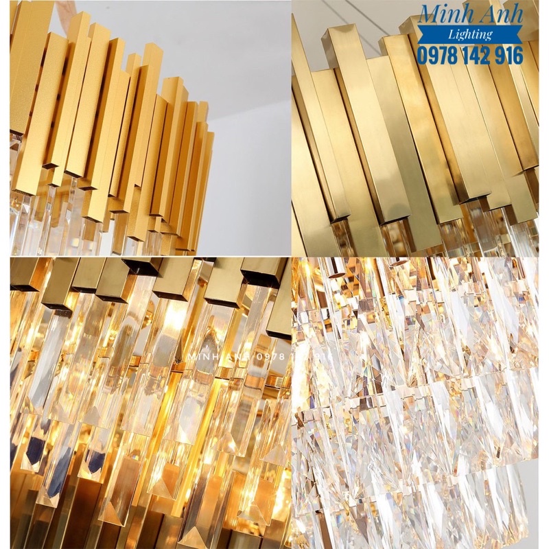 Đèn Thả Pha Lê K9 L120cm Gắn Trần Phòng Khách Bàn Ăn Sảnh Nhà Hàng Tặng Kèm Bóng LED Minh Anh