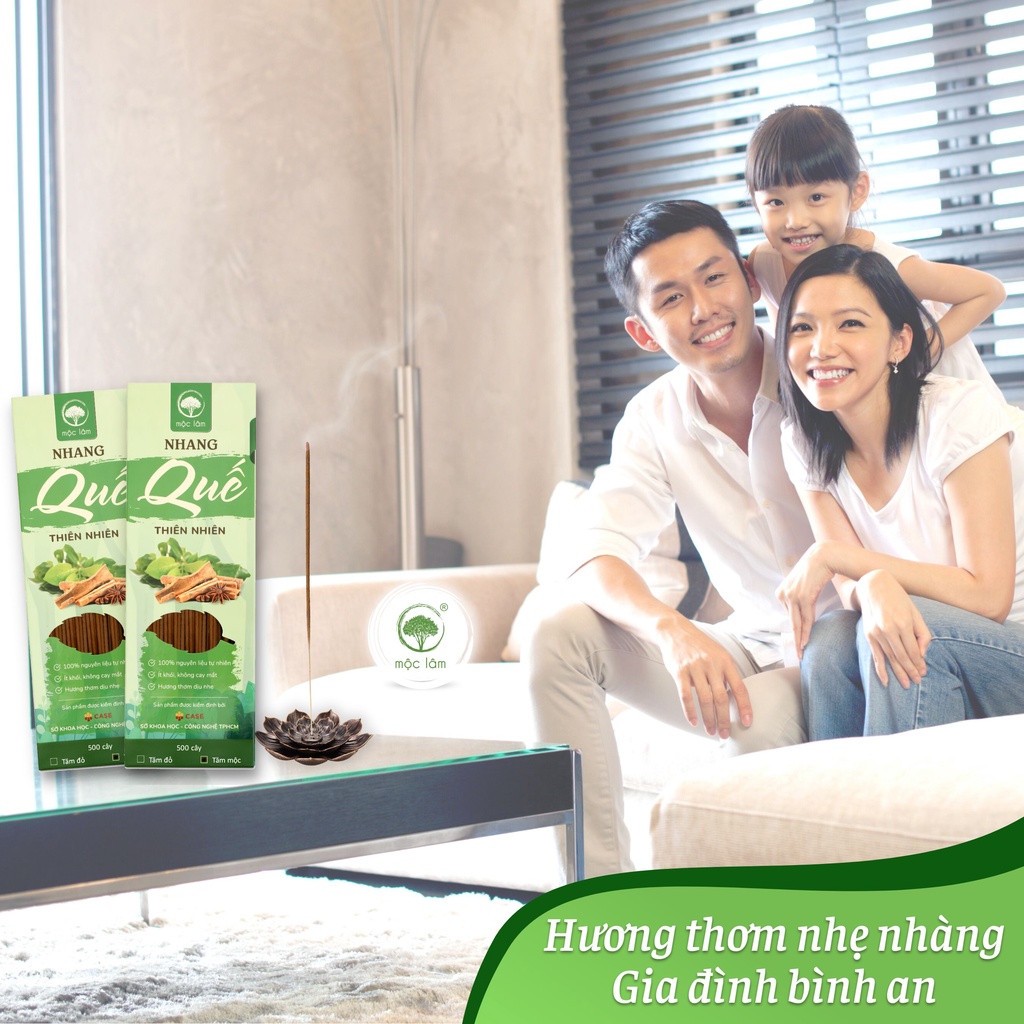 [HỘP 400cây] Nhang Quế Thiên Nhiên MỘC LÂM 38cm - Nhang Sạch, Ít Khói, Hương Thơm Thanh Dịu