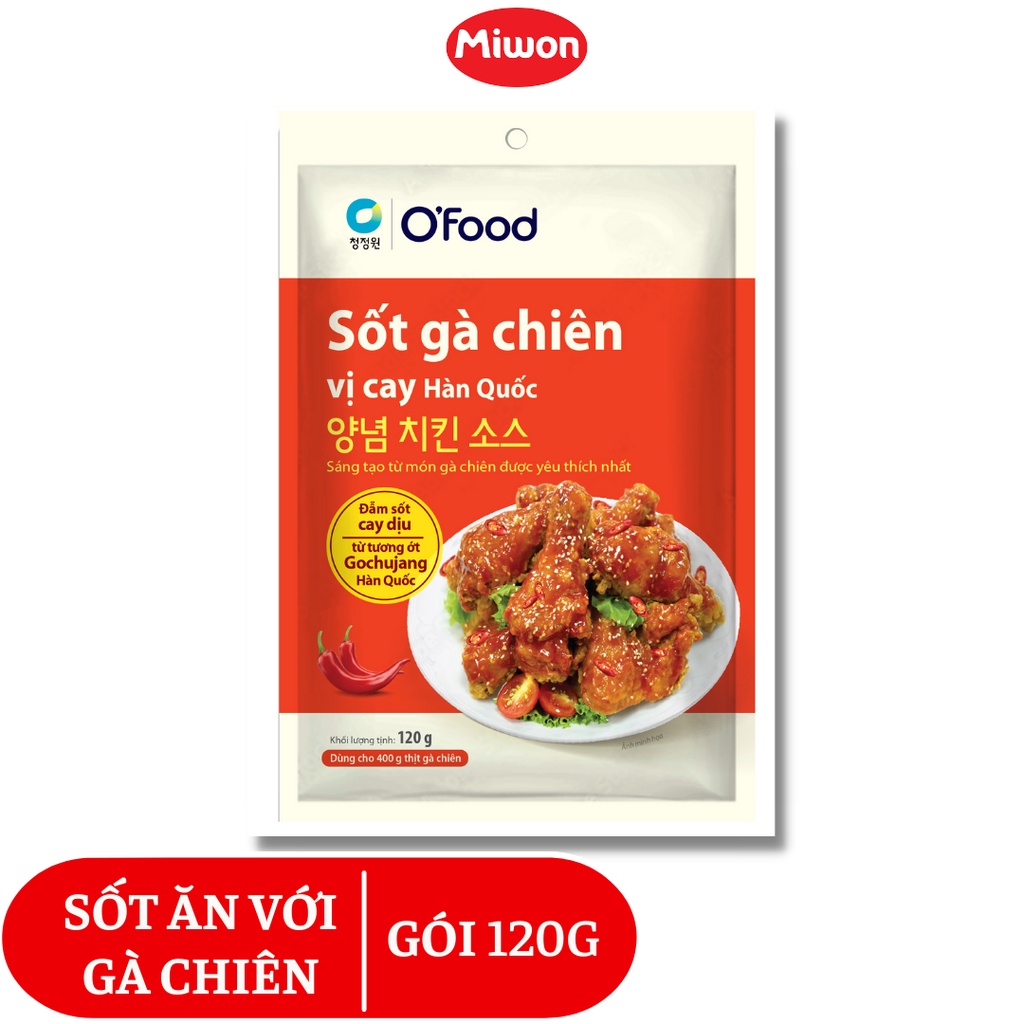 Sốt gà chiên Hàn Quốc O'Food vị cay ngọt gói 120g, dùng để chấm hoặc phủ lên món chiên, rán