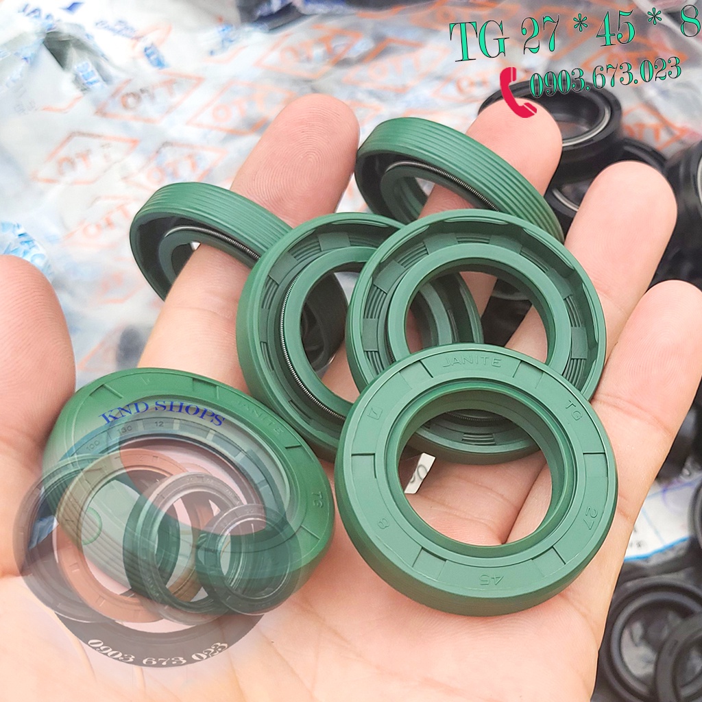 Phốt chặn dầu (nhớt, bụi) nhông hộp giảm tốc Janite TG 27*45*8, Phớt chặn dầu dẫn động trục bơm bánh răng | KND Shops