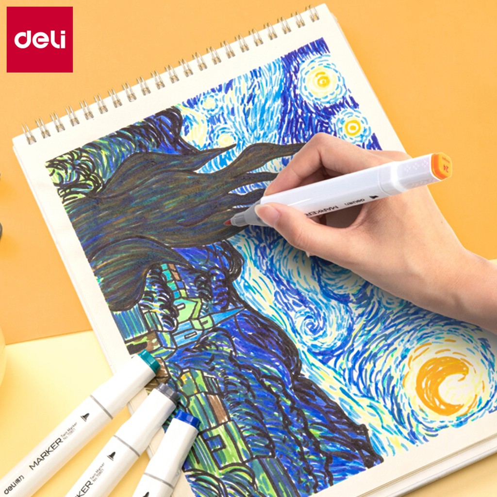 Bút màu marker hai đầu Deli - Bút dấu dòng - Màu vẽ cao cấp - 70801 #8