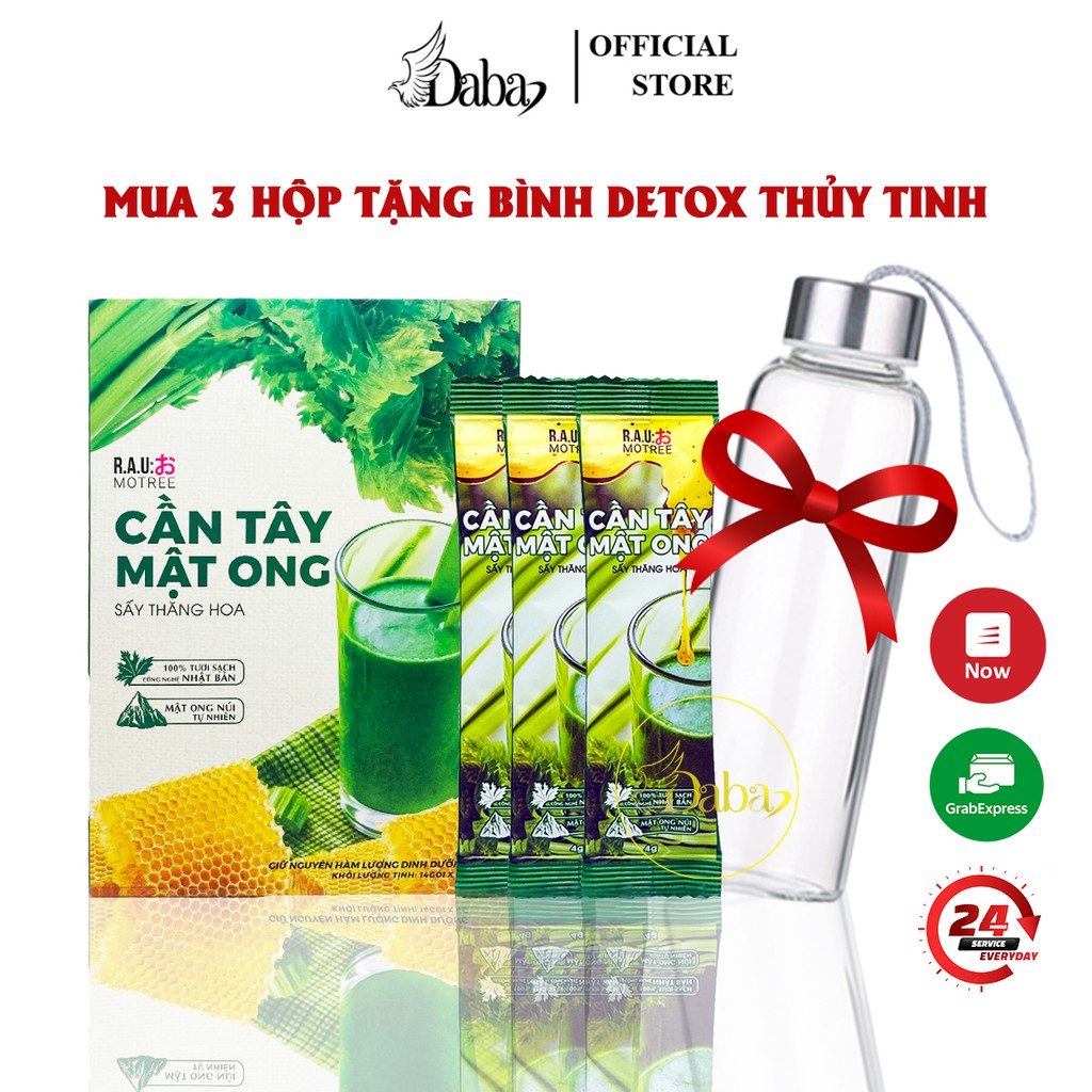 Bột Cần Tây Mật Ong Motree [ Bán Chạy ] Hộp 56g ( 14 gói x 3g ) - Hỗ trợ giảm cân, detox thải độc, thanh lọc cơ thể