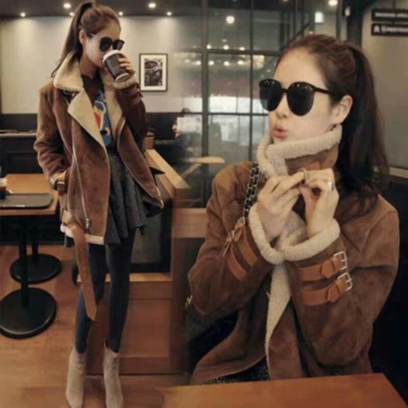 Áo khoác da lộn(tặng bạc) có lót lông cừu bên trong áo